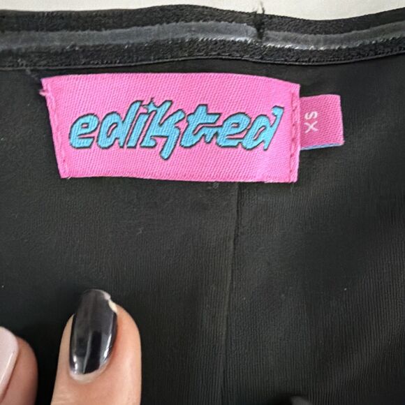 Edgy Goth Fairy Y2K Streetwear Edikted Tana Faux Leather Halter Top XS - Picture 6 of 7